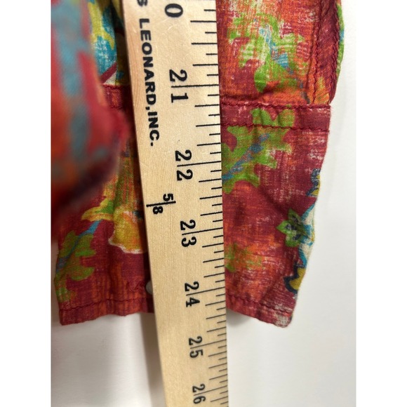 Cino Medallion Button Down Shirt Women's S Velvet Trim Red Crinkle Cotton BOHO - Picture 11 of 12